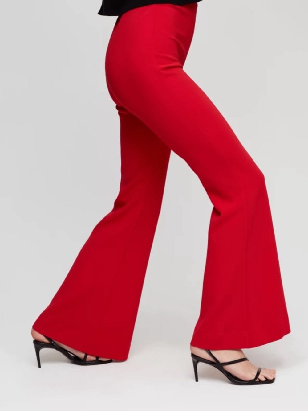 Aritzia Babaton Emmet High Rise Waisted Flare Leg Crepe Pants Red Wide Leg